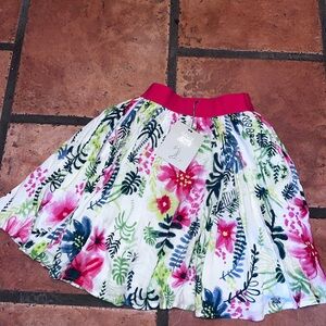 Floral Skirt with Pink Waistband